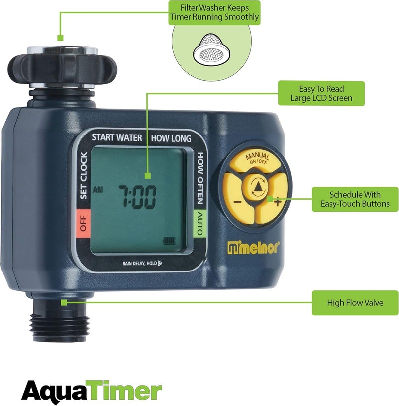 Melnor 65138AMZ AquaTimer Digital Hose Timer, 1-Zone Timer, QuickConnect Bundle, Black, Yellow - Image 4